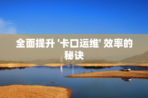 全面提升 '卡口運維' 效率的秘訣